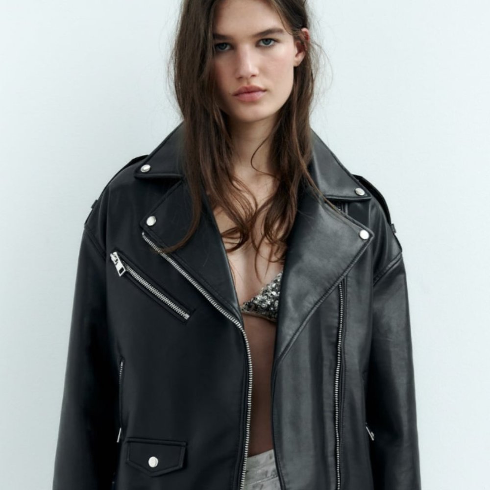 **NEW ZARA FAUX LEATHER JACKET SIZE XXL**